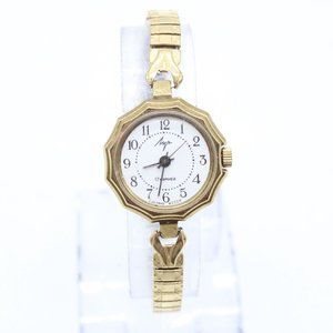Vintage Luch Watch Womens Gold Tone Stainless Steel Soviet USSR 17 Jewels